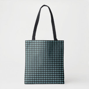 Bolsa Tote Padrão de Trama Azul e Preto