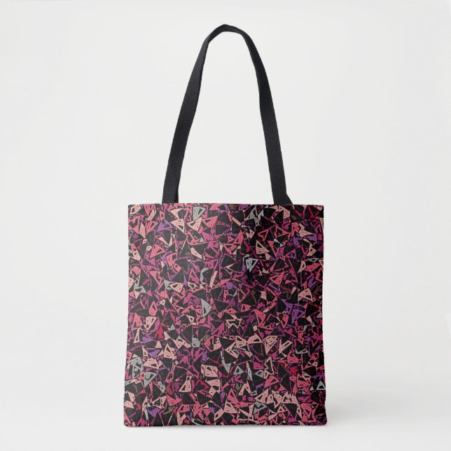 Bolsa Tote Padrão de Triângulo Rosa Roxo (Frente)