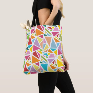 Bolsa Tote Padrão de triângulos coloridos