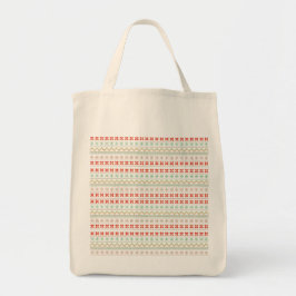 Bolsa Tote Padrão de tricô Pixel Verde-Amarelo-Vermelho