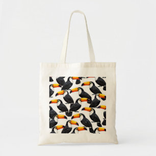 Bolsa Tote Padrão de Tucano Tropical com Bicos Laranja Brilha