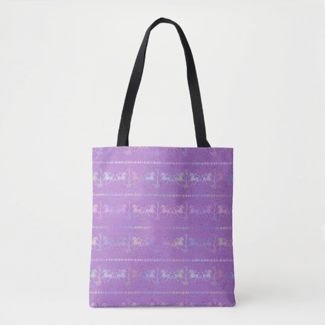 Bolsa Tote Padrão de Unicórnio Boêmio Iridescente (Frente)