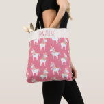 Bolsa Tote Padrão de Unicórnio Cor-de-Rosa Cute Personalizado<br><div class="desc">Saco de Tote do Unicorn Cor-de-Rosa Bonita. Personalize-o com o seu nome. ideia de presente de excelente.</div>