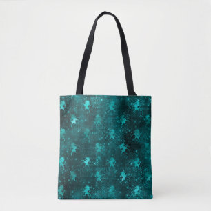 Bolsa Tote Padrão de Unicórnios com Glitter Glam em Ombre Tur