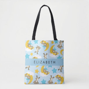 Bolsa Tote Padrão De Ursos, Ursos De Teddy, Estrelas, Seu Nom