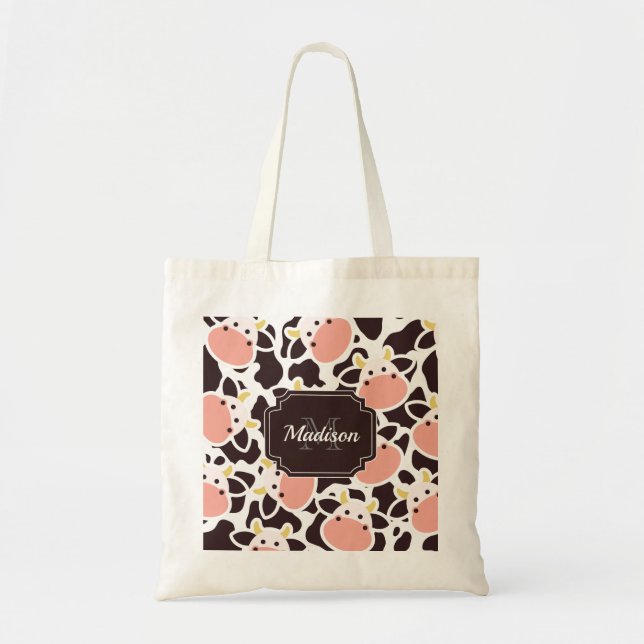 Bolsa Tote Padrão de Vaca Fofa (Frente)