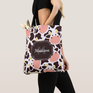 Bolsa Tote Padrão de Vaca Fofa