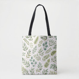 Bolsa Tote Padrão de Vegetação em Aquarela | Folhas Botânicas