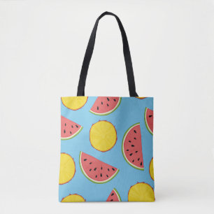 Bolsa Tote Padrão de Verão com abacaxi e melancia, ba