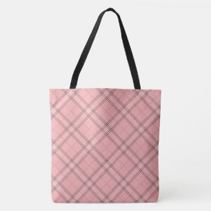 Bolsa Tote Padrão de Verificação de Xadrez de Tartan Rosa-Cin