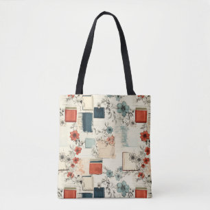 Bolsa Tote Padrão de Vintage Floral & Camera (7)