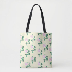 Bolsa Tote Padrão de Vintagem de Rosa selvagem de Pastel rosa