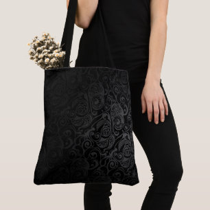 Bolsa Tote Padrão de Vintagem Gótica em Preto e Cinza