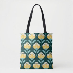 Bolsa Tote Padrão De Vintagem Incolor Floral Retro