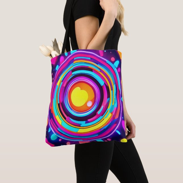 Bolsa Tote Padrão de Vórtex Neon Circle (Close Up)