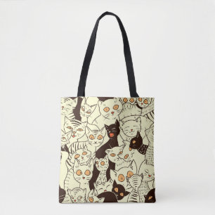 Bolsa Tote Padrão de wallpaper da Vintage Cats Cute