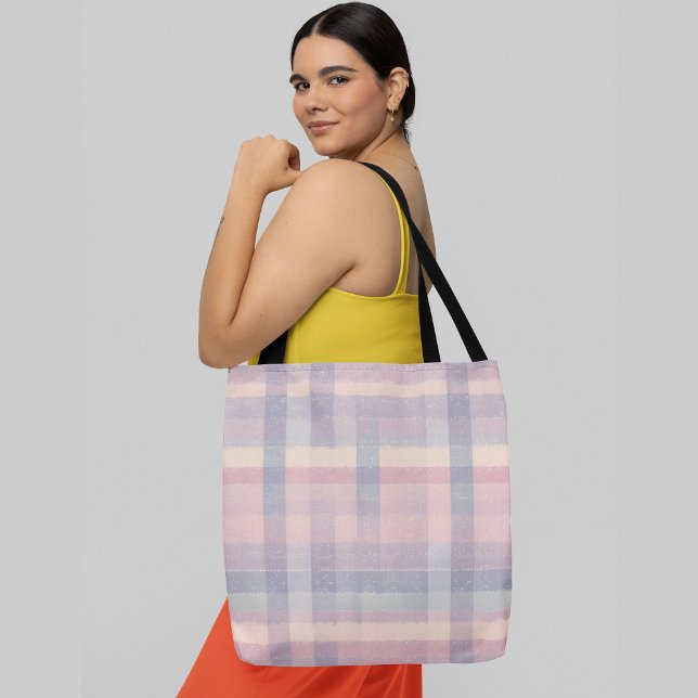 Bolsa Tote padrão de xadrez de cor pastel (Criador carregado)