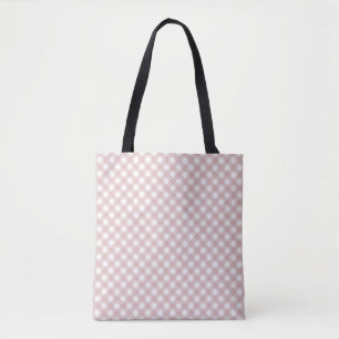 Bolsa Tote Padrão de Xadrez de Sombreado Rosa Maciço Minimali