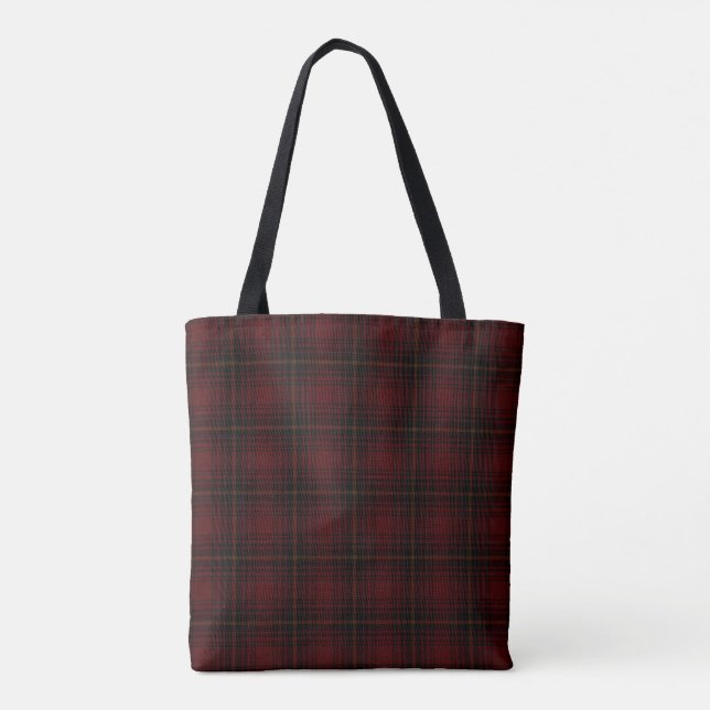 Bolsa Tote Padrão De Xadrez De Tartan Escocês Vermelho E Negr (Verso)