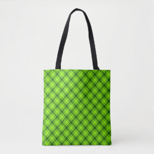 Bolsa Tote Padrão de Xadrez Verificado de Tartan Verde-57578