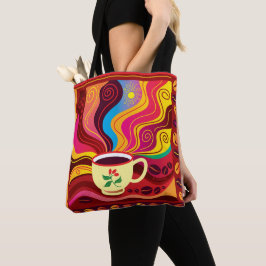 Bolsa Tote Padrão de Xícara de Café Fumegante