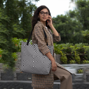 Bolsa Tote Padrão Diagonal de Passagem