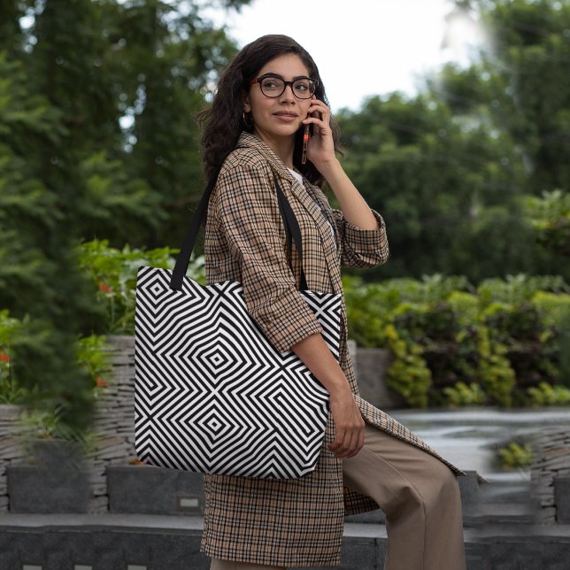 Bolsa Tote Padrão Diagonal de Passagem (Criador carregado)