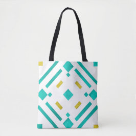 Bolsa tote padrão diamantes turquesa