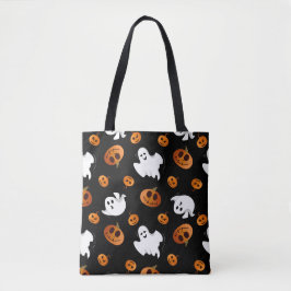 Bolsa Tote Padrão Divertido de Fantasma de Abóbora de Hallowe