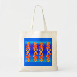 Bolsa Tote padrão do cavalo marinho em cores brilhantes