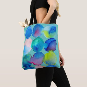 Bolsa Tote Padrão do círculo de aquarelas abstrato art cor le