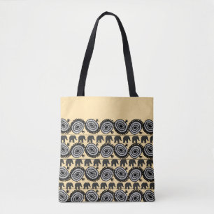 Bolsa Tote Padrão do Elefante e Espiral Motif
