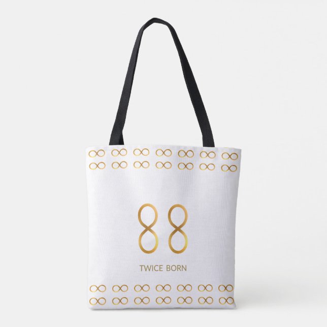 Bolsa Tote Padrão do ouro 88 e Infinity em branco (Verso)