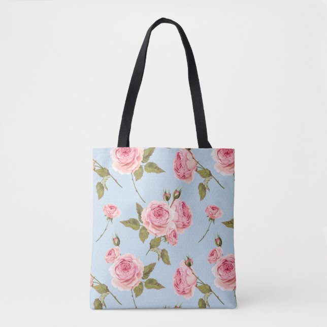 Bolsa Tote Padrão do Rosa e Bolinhas (Frente)
