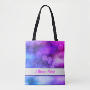 Bolsa Tote Padrão dos círculos de Abstrato cor-de-rosa e roxa