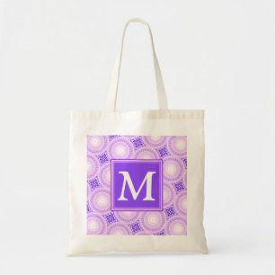 Bolsa Tote Padrão dos círculos roxos do monograma