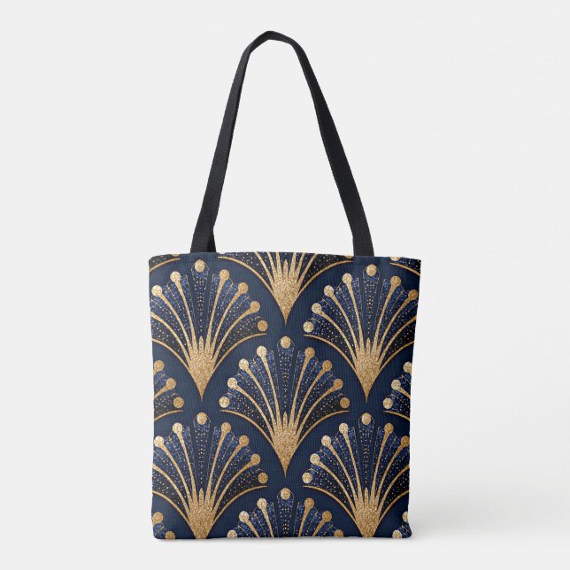 Bolsa Tote Padrão Dourado Art Déco (Verso)