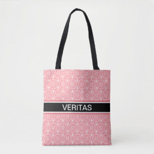 Bolsa Tote Padrão Elegante de cor rosa e estrela branca