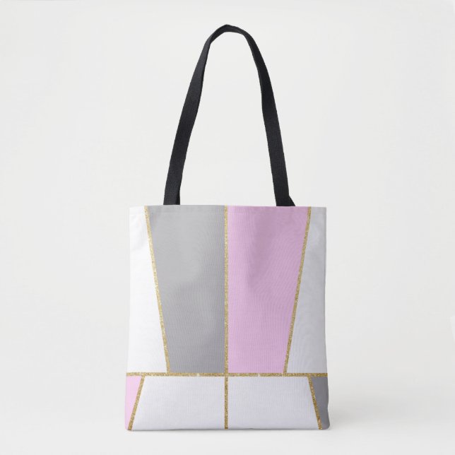 Bolsa Tote padrão elegante moderno de brilho dourado (Frente)