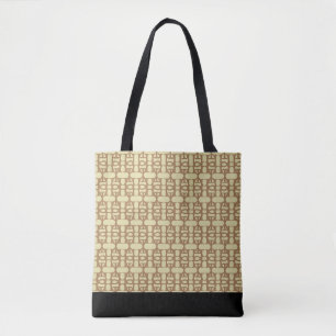 Bolsa Tote Padrão Elegante Preto, Areia e Castanho