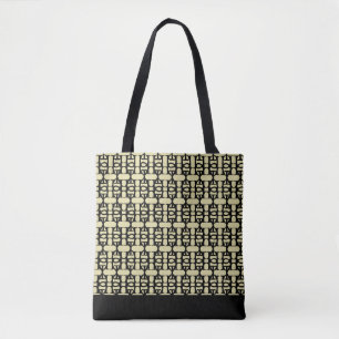 Bolsa Tote Padrão Elegante Preto e Areia