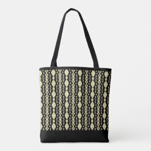 Bolsa Tote Padrão Elegante Preto e Bege Areia