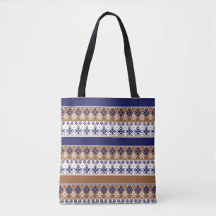 Bolsa Tote Padrão escandinavo liso e escandinavo azul