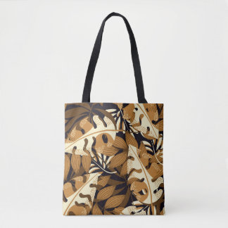 Bolsa Tote Padrão Escuro das Folhas Tropicais Brilhantes