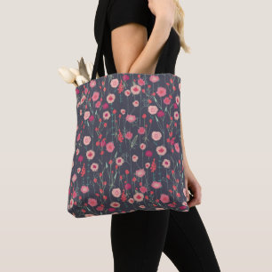 Bolsa Tote Padrão Escuro Floral