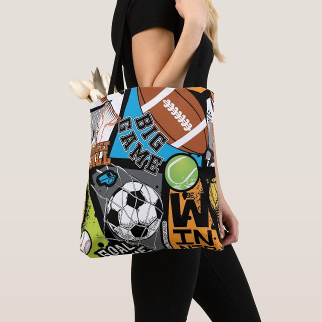 Bolsa Tote Padrão Esportivo Com Bolas (Close Up)