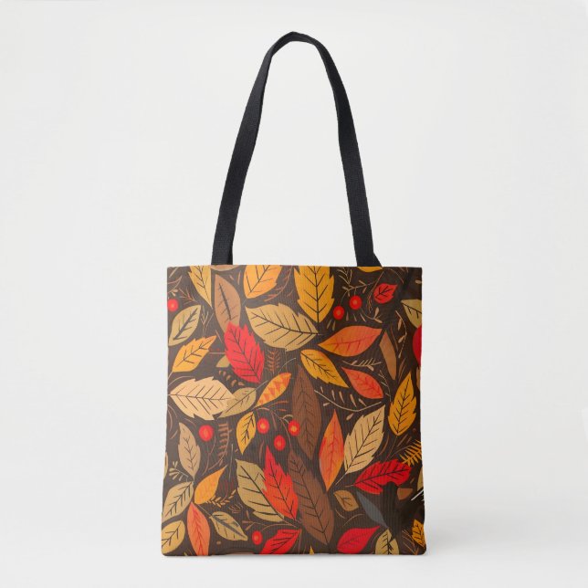 Bolsa Tote Padrão Estético de Folha de Outono (Frente)