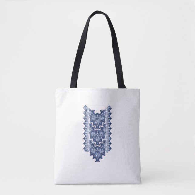 Bolsa Tote Padrão Étnico Azul (Frente)