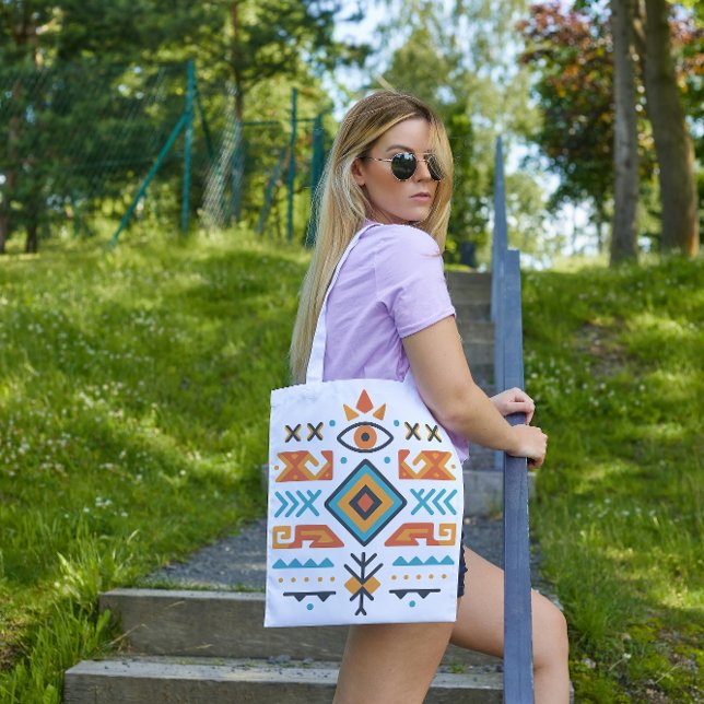 Bolsa Tote Padrão Étnico Tribal Global (Criador carregado)