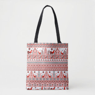 Bolsa Tote Padrão étnico tribal vermelho sem costura
